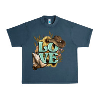 Midnight Navy Love boots hat western Cowboy Urban Heavy Tee - HowdyJamesFarm