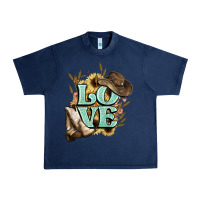 Navy Love boots hat western Cowboy Urban Heavy Tee - HowdyJamesFarm