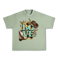 Oil Green Love boots hat western Cowboy Urban Heavy Tee - HowdyJamesFarm