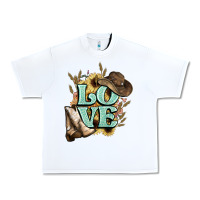 White Love boots hat western Cowboy Urban Heavy Tee - HowdyJamesFarm