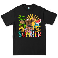 Black My first summer baby cow Premium Tee - NancyCooperArtShop