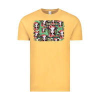 Vintage Mustard baby cow floral aztec background Vintage Tee - Jasminsmagicworld