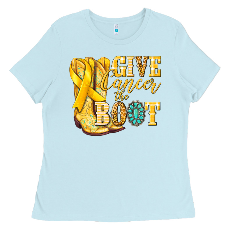 Give Cancer The Boot Childhood Cancer Ladies Tee by NancyCooperArtShop | Teevron