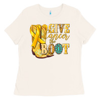 Bone Give Cancer the boot Childhood Cancer Ladies Tee - NancyCooperArtShop
