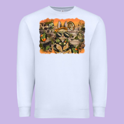 Camouflage Bunny Background Premium Sweatshirt Designed By Barkaloodesign