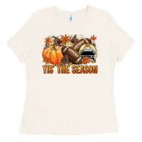 Bone Tis' the season Football and light yellow helmet Ladies Tee - NancyCooperArtShop