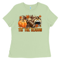 Matcha Tis' the season Football and light yellow helmet Ladies Tee - NancyCooperArtShop