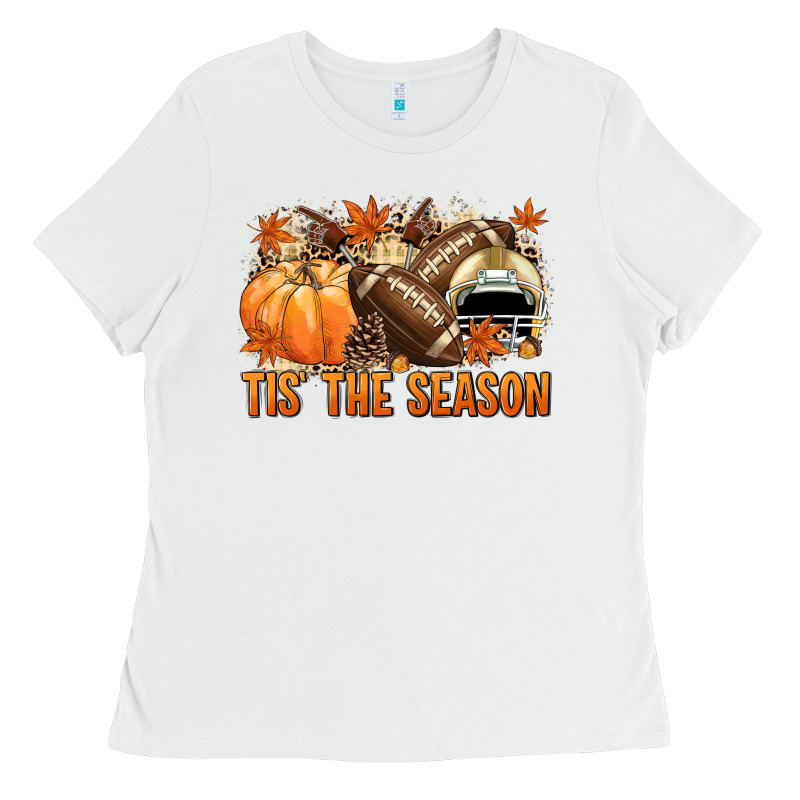 Tis' The Season Football And Light Yellow Helmet Ladies Tee by NancyCooperArtShop | Teevron