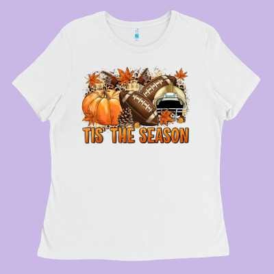 Tis' The Season Football And Light Yellow Helmet Ladies Tee Designed By Nancycooperartshop