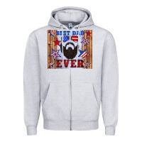 Heather Grey best dad ever american flag Zipper Hoodie - Artiststas