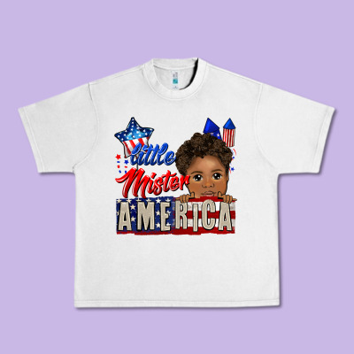 Little Mister America Black Boy Urban Heavy Tee Designed By Cowgirlartshop