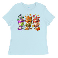 Baby Blue Hallothanksmas coffee cups Ladies Tee - NancyCooperArtShop