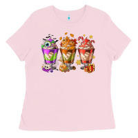 Bubblegum Pink Hallothanksmas coffee cups Ladies Tee - NancyCooperArtShop