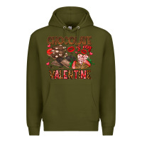 Army Green Chcolate is my Valentine Premium Hoodie - CowhideDigitalArt