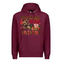 Burgundy Chcolate is my Valentine Premium Hoodie - CowhideDigitalArt