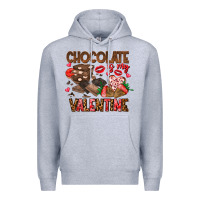 Heather Grey Chcolate is my Valentine Premium Hoodie - CowhideDigitalArt