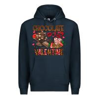 Navy Chcolate is my Valentine Premium Hoodie - CowhideDigitalArt