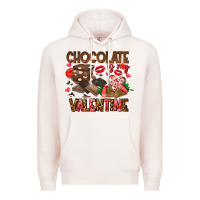 Pale Pink Chcolate is my Valentine Premium Hoodie - CowhideDigitalArt