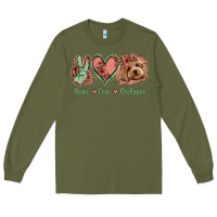 Army Green Peace Love Cockapoo Long Sleeve Tee - Jasminsmagicworld