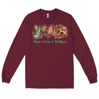 Burgundy Peace Love Cockapoo Long Sleeve Tee - Jasminsmagicworld