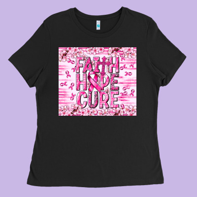 Faith Hope Cure Cancer Ladies Tee Designed By Nancycooperartshop