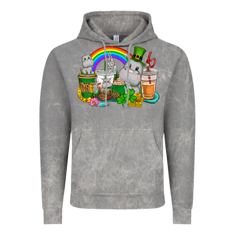 St. Patrick's Hippopotamus Coffee Cups Vintage Hoodie by CowGirlArtShop | Teevron