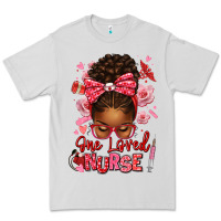 Dove Grey one loved nurse afro messy bun Premium Tee - texasbilliewilder
