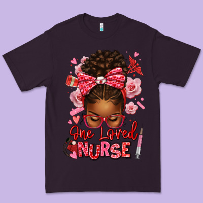 One Loved Nurse Afro Messy Bun Premium Tee Designed By Texasbilliewilder