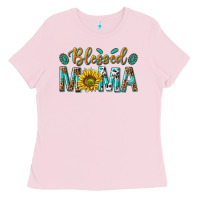 Bubblegum Pink Western Blessed Mama with Leopard and Sunflower Ladies Tee - texasbilliewilder