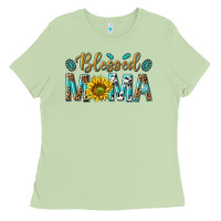 Matcha Western Blessed Mama with Leopard and Sunflower Ladies Tee - texasbilliewilder