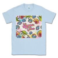 Dusty Blue summer vibes with sea shells Classic Tee - TumblerDesignByShophia