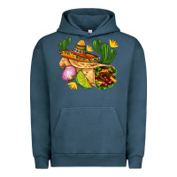Pigment Midnight Navy burrito  with sombrero and union with cactus Urban Hoodie - AdoDesignShop