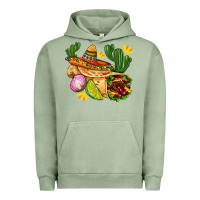 Pigment Oil Green burrito  with sombrero and union with cactus Urban Hoodie - AdoDesignShop