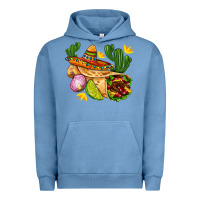 Pigment Pebble Blue burrito  with sombrero and union with cactus Urban Hoodie - AdoDesignShop