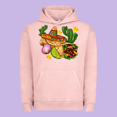 Burrito  With Sombrero And Union With Cactus Urban Hoodie Designed By Adodesignshop