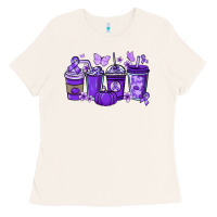 Bone Cancer coffee cups purple ribbon Ladies Tee - NancyCooperArtShop