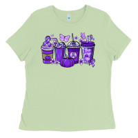 Matcha Cancer coffee cups purple ribbon Ladies Tee - NancyCooperArtShop