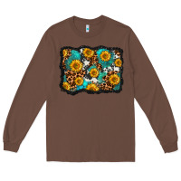 Chestnut cowhide leopard turquoise sunflowers pattern olivia Long Sleeve Tee - OliviaCreatesArt