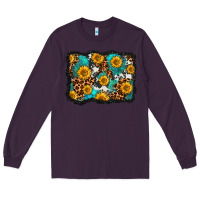 Plum cowhide leopard turquoise sunflowers pattern olivia Long Sleeve Tee - OliviaCreatesArt