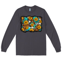 Smoke cowhide leopard turquoise sunflowers pattern olivia Long Sleeve Tee - OliviaCreatesArt