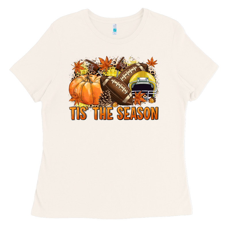 Tis' The Season Football Yellow Helmet Ladies Tee by NancyCooperArtShop | Teevron