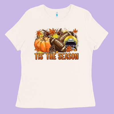 Tis' The Season Football Yellow Helmet Ladies Tee Designed By Nancycooperartshop