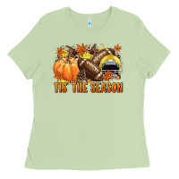 Matcha Tis' the season Football yellow helmet Ladies Tee - NancyCooperArtShop