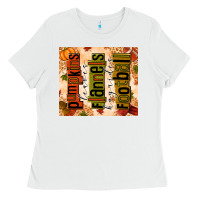White Pumpkins Leaves Flannels Hayrides Football Ladies Tee - texasbilliewilder