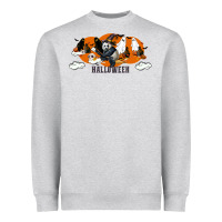 Heather Grey Hallowen Panda Heavyweight Sweatshirt - LillyAllenDesigns