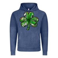 Vintage Denim Shamrock with leopard and cowhide St. Patricks day Vintage Hoodie - HowdyJamesFarm