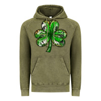 Vintage Olive Shamrock with leopard and cowhide St. Patricks day Vintage Hoodie - HowdyJamesFarm