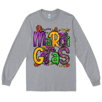 Heather Grey mardi gras Long Sleeve Tee - OliviaCreatesArt