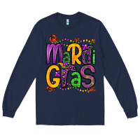Navy mardi gras Long Sleeve Tee - OliviaCreatesArt