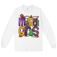 White mardi gras Long Sleeve Tee - OliviaCreatesArt